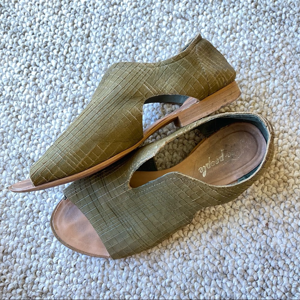 SOLD Free People green textured sandals